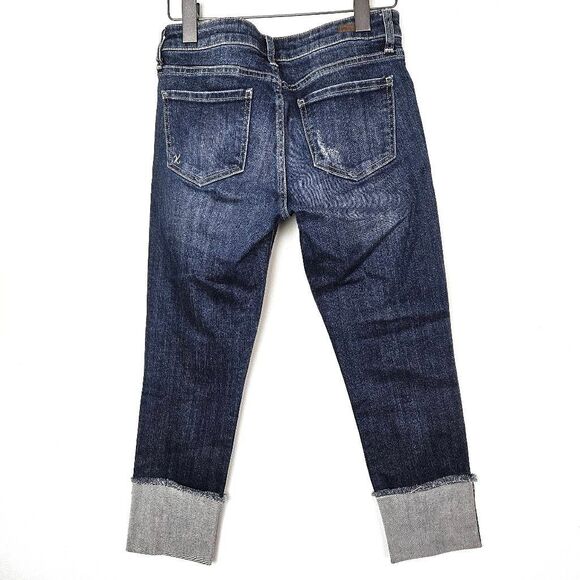 KUT FROM THE KLOTH Cameron Straight Leg Med Wash Crop Distressed Denim Jeans 2 - Picture 6 of 7
